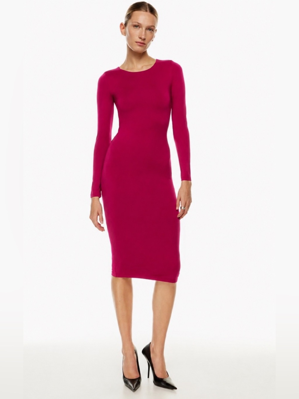 Aritzia Babaton Contour Long Sleeve Bodycon Dress Fuchsia Pink M